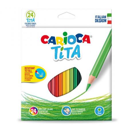 Creioane colorate hexagonale rezistente Tita 24/set - Carioca